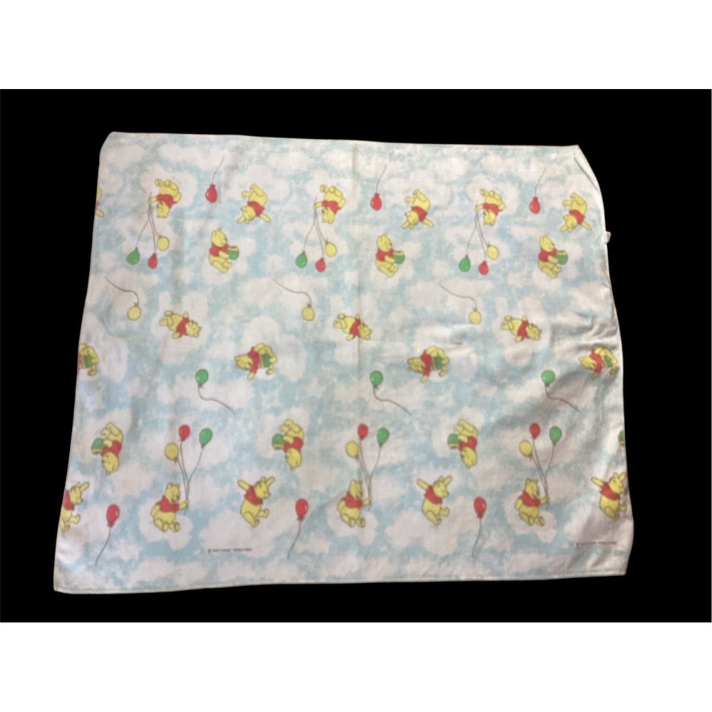 Vtg Winnie The Pooh Flannel Receiving Baby Blanket USA Walt Disney 33"x28"